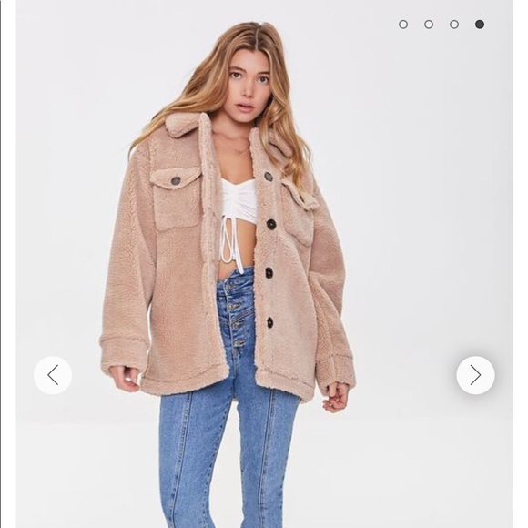 Gray Faux Shearling Button-Up Coat - Picture 2 of 8